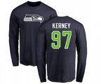 Seattle Seahawks #97 Patrick Kerney Navy Blue Name & Number Logo Long Sleeve T-Shirt