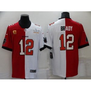Tampa Bay Buccaneers #12 Tom Brady White Red Bowl C LV Limited Split Fashion Football Jersey