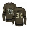 Boston Bruins #34 Paul Carey Authentic Green Salute to Service Hockey Jersey
