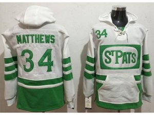 Toronto Maple Leafs #34 Auston Matthews White Green St. Patrick\'s Day Pullover NHL Hoodie