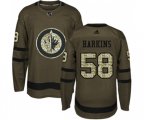 Winnipeg Jets #58 Jansen Harkins Premier Green Salute to Service NHL Jersey