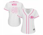Women's Cincinnati Reds #40 Alex Wood Replica White Fashion Cool Base Baseball Jersey