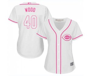 Women\'s Cincinnati Reds #40 Alex Wood Replica White Fashion Cool Base Baseball Jersey