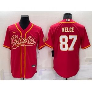 Kansas City Chiefs #87 Travis Kelce Red Stitched Cool Base Nike Baseball Jersey