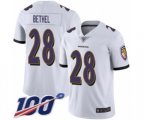 Baltimore Ravens #28 Justin Bethel White Vapor Untouchable Limited Player 100th Season Football Jersey