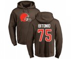 Cleveland Browns #75 Joel Bitonio Brown Name & Number Logo Pullover Hoodie