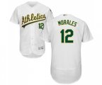 Oakland Athletics #12 Kendrys Morales White Home Flex Base Authentic Collection Baseball Jersey