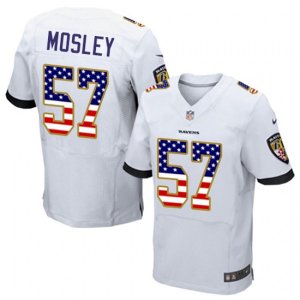 Baltimore Ravens #57 C.J. Mosley Elite White Road USA Flag Fashion NFL Jersey