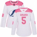 Women Tampa Bay Lightning #5 Dan Girardi Authentic White Pink Fashion NHL Jersey