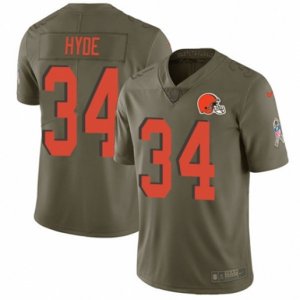 Cleveland Browns #34 Carlos Hyde Limited Olive 2017 Salute to Service NFL Jersey