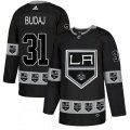 Los Angeles Kings #31 Peter Budaj Authentic Black Team Logo Fashion NHL Jersey