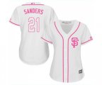 Women's San Francisco Giants #21 Deion Sanders Authentic White Fashion Cool Base Baseball Jersey