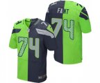 Seattle Seahawks #74 George Fant Elite Navy Green Split Fashion Football Jersey