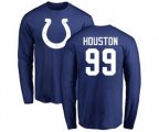 Indianapolis Colts #99 Justin Houston Royal Blue Name & Number Logo Long Sleeve T-Shirt