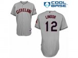 Cleveland Indians #12 Francisco Lindor Authentic Grey Road Cool Base MLB Jersey