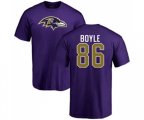 Baltimore Ravens #86 Nick Boyle Purple Name & Number Logo T-Shirt