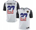 Jacksonville Jaguars #27 Leonard Fournette Elite White Road USA Flag Fashion Football Jersey