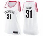 Women's Brooklyn Nets #31 Jarrett Allen Swingman White Pink Fashion Basketball Jersey