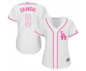 Women\'s Los Angeles Dodgers #9 Yasmani Grandal Authentic White Fashion Cool Base Baseball Jersey