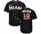 Miami Marlins #18 Neil Walker Authentic Black Team Logo Fashion Cool Base Baseball Jersey