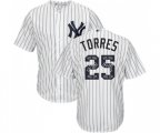 New York Yankees #25 Gleyber Torres Authentic White Team Logo Fashion MLB Jersey