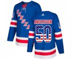 Adidas New York Rangers #50 Lias Andersson Authentic Royal Blue USA Flag Fashion NHL Jersey
