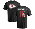 Kansas City Chiefs #15 Patrick Mahomes II Black Name & Number Logo T-Shirt