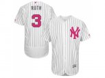 New York Yankees #3 Babe Ruth Authentic White Fashion Flex Base MLB Jersey