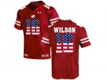 2016 US Flag Fashion-2016 Men's UA Wisconsin Badgers Russell Wilson #16 College Football Jersey - Red