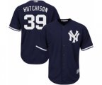 New York Yankees #39 Drew Hutchison Replica Navy Blue Alternate Baseball Jersey