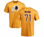 Washington Redskins #71 Charles Mann Gold Name & Number Logo T-Shirt