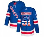 Adidas New York Rangers #51 David Desharnais Authentic Royal Blue USA Flag Fashion NHL Jersey