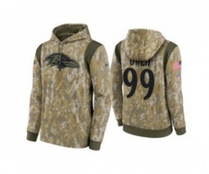 Baltimore Ravens #99 Jayson Oweh Camo 2021 Salute To Service Therma Performance Pullover Hoodie