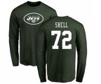 New York Jets #72 Brandon Shell Green Name & Number Logo Long Sleeve T-Shirt