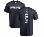New England Patriots #5 Danny Etling Navy Blue Backer T-Shirt