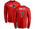 New England Patriots #7 Jake Bailey Red Name & Number Logo Long Sleeve T-Shirt