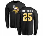 Minnesota Vikings #25 Alexander Mattison Black Name & Number Logo Long Sleeve T-Shirt