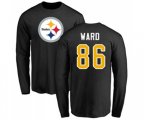 Pittsburgh Steelers #86 Hines Ward Black Name & Number Logo Long Sleeve T-Shirt