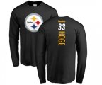 Pittsburgh Steelers #33 Merril Hoge Black Backer Long Sleeve T-Shirt