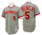 Cincinnati Reds #5 Johnny Bench Authentic Grey Throwback Baseball Jersey