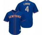 New York Mets #4 Jed Lowrie Replica Royal Blue Alternate Road Cool Base Baseball Jersey