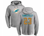 Miami Dolphins #23 Cordrea Tankersley Ash Name & Number Logo Pullover Hoodie