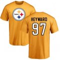 Pittsburgh Steelers #97 Cameron Heyward Gold Name & Number Logo T-Shirt