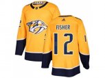 Nashville Predators #12 Mike Fisher Yellow Home Authentic Stitched NHL Jersey