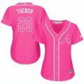 Women Atlanta Braves #20 Preston Tucker Authentic Pink Fashion Cool Base MLB Jersey
