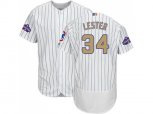 Chicago Cubs #34 Jon Lester White(Blue Strip) Flexbase Authentic 2017 Gold Program Stitched MLB Jersey