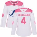 Women Tampa Bay Lightning #4 Vincent Lecavalier Authentic White Pink Fashion NHL Jersey