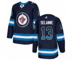 Winnipeg Jets #13 Teemu Selanne Authentic Navy Blue Drift Fashion NHL Jersey