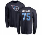 Tennessee Titans #75 Jamil Douglas Navy Blue Name & Number Logo Long Sleeve T-Shirt