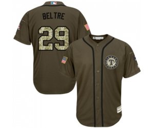 Texas Rangers #29 Adrian Beltre Authentic Green Salute to Service Baseball Jersey